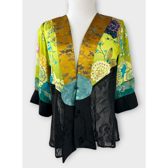 Spencer Alexis Silk Blend Kimono Top Asian Whimsical Fairy Artsy Women's Size XL - Picture 3 of 15